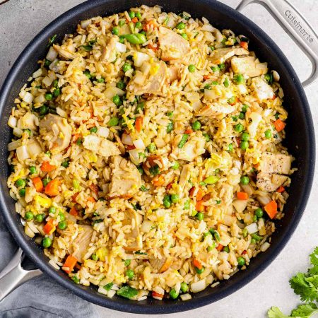 Chinese Vegetable Fried Rice with Shredded Chicken